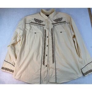 El General Beige Brown Western Cowboy Rodeo Front/Back  Embroidered XXXL Shirt